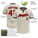 Custom Name and Number Unisex Softball Jersey, Personalized Cream Black Pinstripe Design, Two-Button Style Personalized Cream