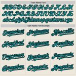 Custom Team Softball Jersey Personalized Two-Button Unisex in Cream Black Pinstripe with Teal Name and Number Personalized