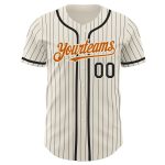Personalized Texas Orange Baseball Jersey with Cream and Black Pinstripes Personalized Cream Black Pinstripe Texas Orange