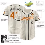 Personalized Texas Orange Baseball Jersey with Cream and Black Pinstripes Personalized Cream Black Pinstripe Texas Orange