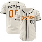 Personalized Texas Orange Baseball Jersey with Cream and Black Pinstripes Personalized Cream Black Pinstripe Texas Orange