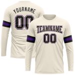 Personalized Long Sleeve Performance T-Shirt in Cream Black-Purple Personalized Cream Black-Purple Long Sleeve Performance