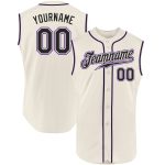 Personalized Baseball Jersey - Cream Black-Purple Sleeveless Design Personalized Cream Black-Purple Sleeveless Baseball Jersey