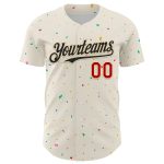 Personalized Baseball Jersey with Custom Name and Number, Cream Black-Red 3D Pattern Design, Confetti Style Personalized