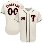 Custom Authentic Baseball Jersey with Personalized Name and Number - Cream Black-Red Personalized Cream Black-Red Authentic