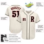 Custom Authentic Baseball Jersey with Personalized Name and Number - Cream Black-Red Personalized Cream Black-Red Authentic