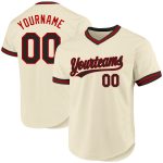 Custom Name Number Authentic Baseball Jersey - Personalized Black-Red Throwback Team Jersey Personalized Cream Black-Red