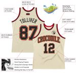 Personalized Authentic Basketball Jersey - Cream Black Red Throwback Personalized Cream Black-Red Authentic Throwback Basketball