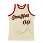Custom Name Number Personalized Authentic Basketball Jersey Cream Black Red Throwback Personalized Cream Black-Red Authentic
