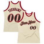 Custom Name Number Personalized Authentic Basketball Jersey Cream Black Red Throwback Personalized Cream Black-Red Authentic