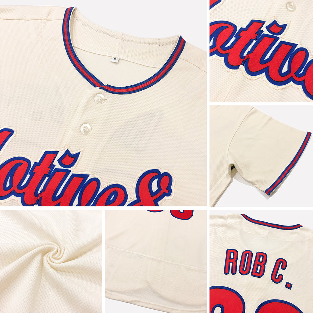 Personalized Black-Red Cream Baseball Jersey for Men and Women, Custom Team Apparel Personalized Cream Black-Red Baseball - Image 6