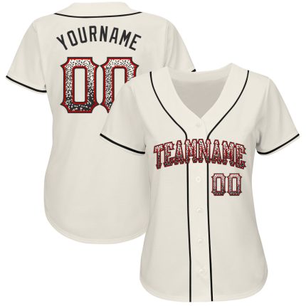 Personalized Cream Black Red Drift Fashion Baseball Jersey for Men and Women Personalized Cream Black-Red Drift Fashion Baseball