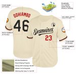 Personalized Black-Red Cream Mesh Baseball Jersey - Throwback Style Personalized Cream Black-Red Mesh Throwback Baseball