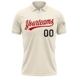 Custom Personalized Black-Red Golf Polo Shirt with Team Name and Number - Performance Vapor Personalized Cream Black-Red