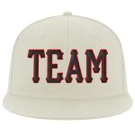 Custom Adjustable Snapback Hat with Cream Black-Red Stitching - Personalized Cap Personalized Cream Black-Red Stitched Adjustable