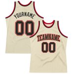 Personalized Black Red Cream Throwback Basketball Jersey - Custom Sports Apparel Personalized Cream Black-Red Throwback Basketball
