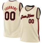Personalized Black-Red Throwback Basketball Jersey - Custom Cream Jersey 3 Personalized Cream Black-Red Throwback Basketball