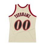 Personalized Black Red Cream Throwback Basketball Jersey for Men and Women Personalized Cream Black-Red Throwback Basketball