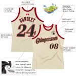 Personalized Black Red Cream Throwback Basketball Jersey for Men and Women Personalized Cream Black-Red Throwback Basketball