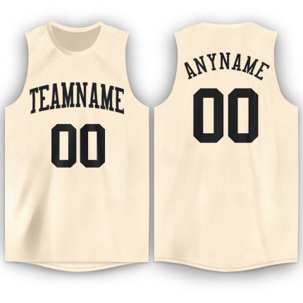 Personalized Basketball Jersey Cream Black Round Neck for Men and Women Personalized Cream Black Round Neck Basketball Jersey