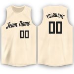 Personalized Black Cream Basketball Jersey - Round Neck Athletic Apparel Personalized Cream Black Round Neck Basketball Jersey