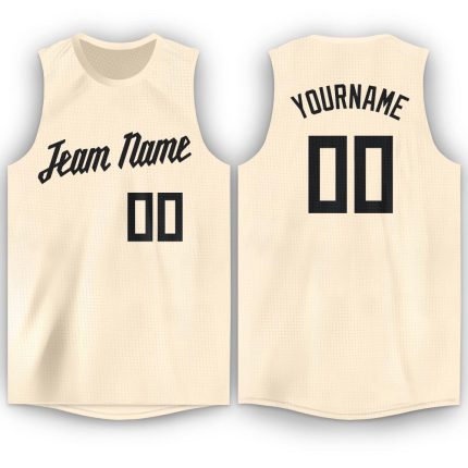 Personalized Black Cream Basketball Jersey - Round Neck Athletic Apparel Personalized Cream Black Round Neck Basketball Jersey