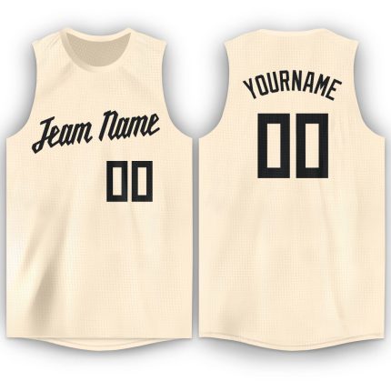 Personalized Black Cream Round Neck Basketball Jersey for Men and Women Personalized Cream Black Round Neck Basketball Jersey