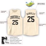 Custom Name and Number Basketball Jersey - Personalized Cream and Black Round Neck Team Gear Personalized Cream Black Round