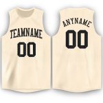 Custom Name and Number Basketball Jersey - Personalized Cream and Black Round Neck Team Gear Personalized Cream Black Round