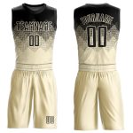 Personalized Black Cream Basketball Jersey Round Neck Sublimation Suit Personalized Cream Black Round Neck Sublimation Basketball