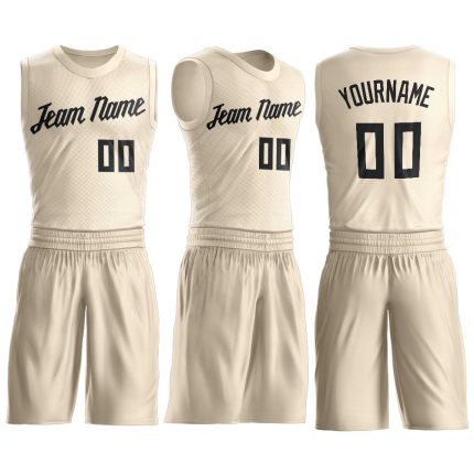 Personalized Black Cream Round Neck Basketball Jersey for Men Personalized Cream Black Round Neck Suit Basketball Jersey