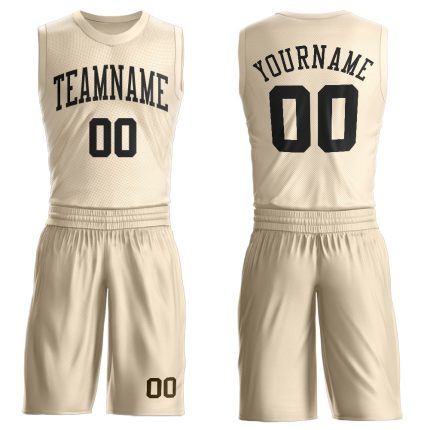 Personalized Basketball Jersey Cream Black Round Neck Suit for Men Personalized Cream Black Round Neck Suit Basketball Jersey