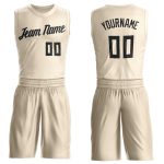 Personalized Black Cream Round Neck Basketball Jersey for Men Personalized Cream Black Round Neck Suit Basketball Jersey