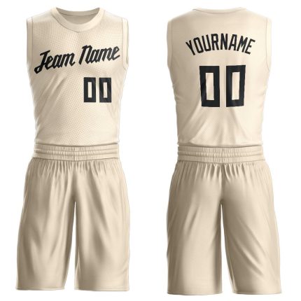 Personalized Black Cream Round Neck Basketball Jersey for Men Personalized Cream Black Round Neck Suit Basketball Jersey