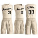 Custom Basketball Jersey with Personalized Name and Number, Cream Black Round Neck Suit Personalized Cream Black Round Neck