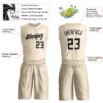 Custom Basketball Jersey with Personalized Name and Number, Cream Black Round Neck Suit Personalized Cream Black Round Neck