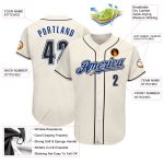 Custom Name and Number Authentic Baseball Jersey - Personalized Cream Black-Royal Design Personalized Cream Black-Royal Authentic
