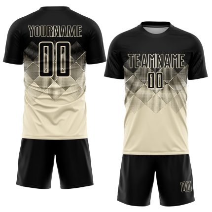Personalized Cream Black Soccer Jersey for Sublimation - Custom Uniform Personalized Cream Black Sublimation Soccer Uniform