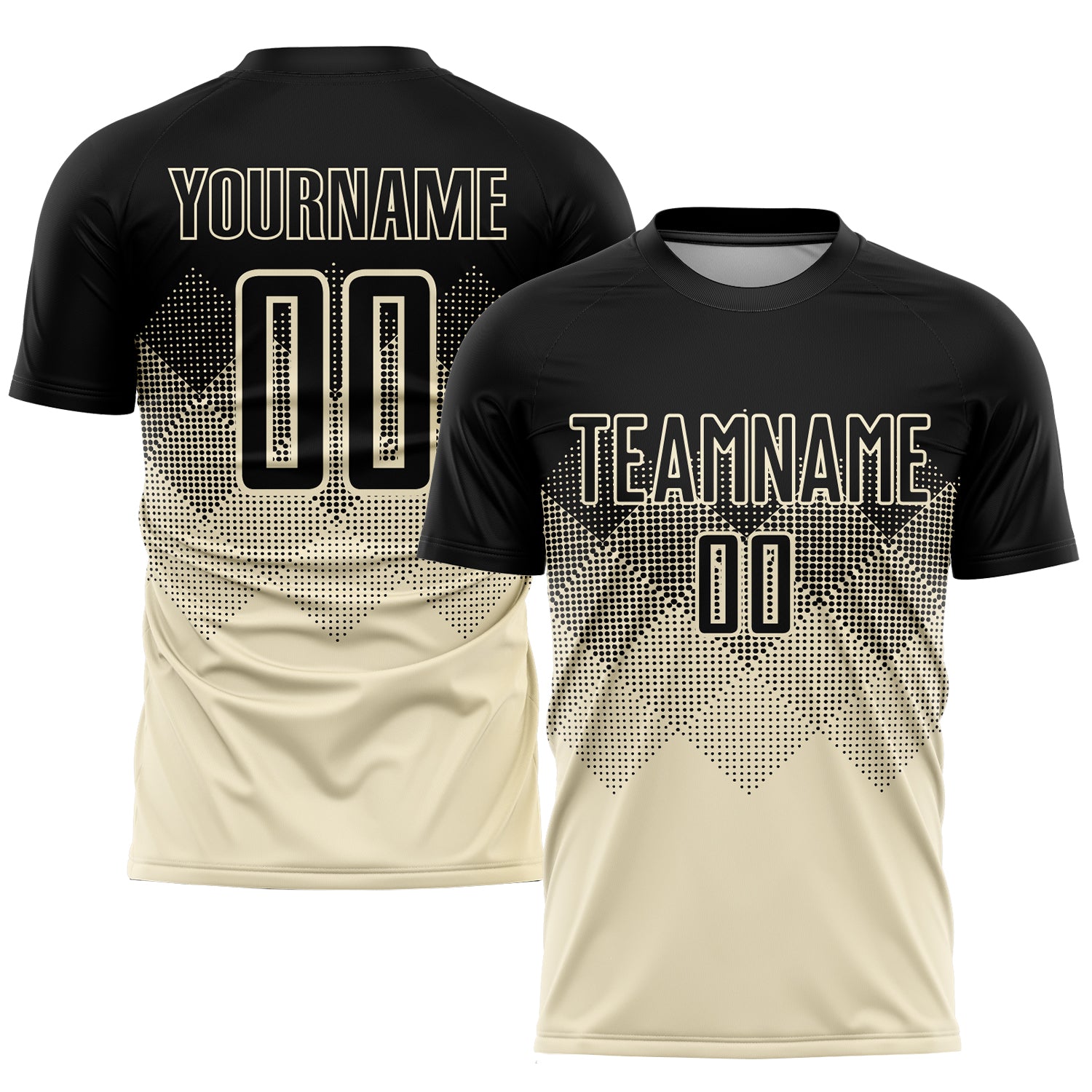 Custom Personalized Soccer Jersey with Name and Number - Cream and Black Sublimation Team Uniform Personalized Cream Black