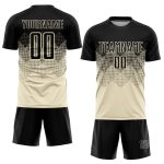Custom Personalized Soccer Jersey with Name and Number - Cream and Black Sublimation Team Uniform Personalized Cream Black