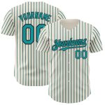 Custom Name and Number Authentic Black Teal Pinstripe Baseball Jersey - Personalized Teal-Black Team Jersey Personalized
