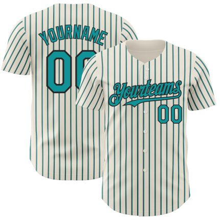 Custom Name and Number Authentic Black Teal Pinstripe Baseball Jersey - Personalized Teal-Black Team Jersey Personalized