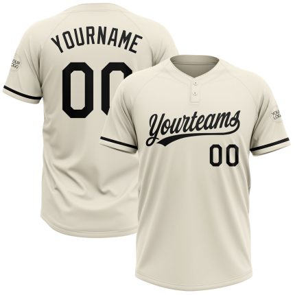 Personalized Unisex Softball Jersey - Cream Black Two-Button Design for Comfort and Style Personalized Cream Black Two-Button