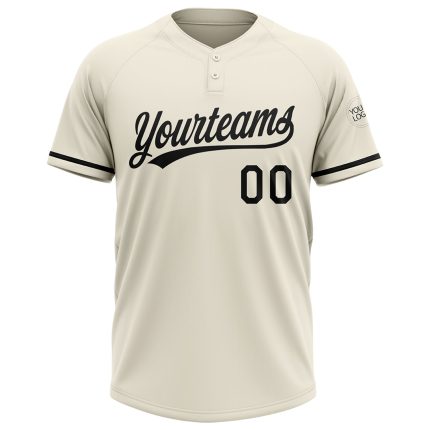 Personalized Unisex Softball Jersey - Cream Black Two-Button Design for Comfort and Style Personalized Cream Black Two-Button