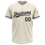 Custom Name and Number Personalized Unisex Softball Jersey in Cream and Black - Two-Button Design Personalized Cream Black