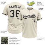 Custom Name and Number Personalized Unisex Softball Jersey in Cream and Black - Two-Button Design Personalized Cream Black