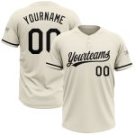 Custom Name and Number Personalized Unisex Softball Jersey in Cream and Black - Two-Button Design Personalized Cream Black