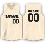 Personalized Black Cream V-Neck Basketball Jersey for Men and Women Personalized Cream Black V-Neck Basketball Jersey 2