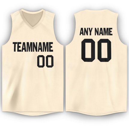 Personalized Black Cream V-Neck Basketball Jersey for Men and Women Personalized Cream Black V-Neck Basketball Jersey 2