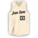 Personalized Black V-Neck Basketball Jersey for Men - Custom Cream Design Personalized Cream Black V-Neck Basketball Jersey
